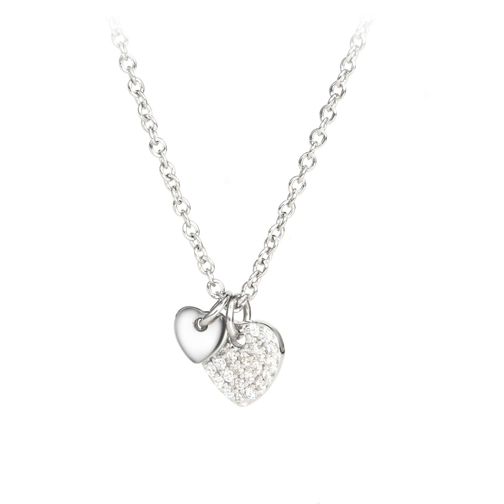 Colliers Pour Femmes En Argent Sterling 925 Plaqué Rhodium, Collection Simple Series Elegant Heart h5Image4
