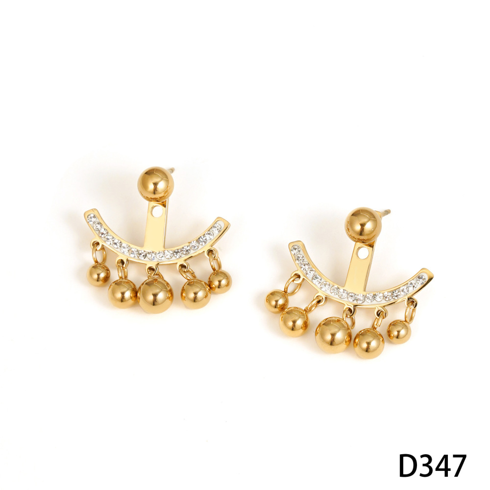 Boucles D'Oreilles Puces Pour Femmes, En Acier Inoxydable Doré, Imperméables, À Pampilles Et Strass, Collection Luxueuse 
