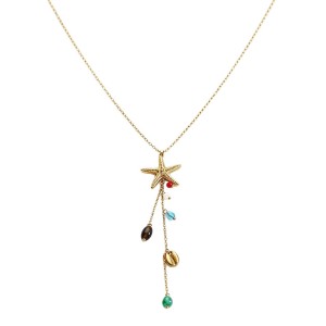 Collier Pendentif Femme Simple Series Vacation Chain Étoile De Mer Corail Acier Inoxydable Étanche h5 Image5