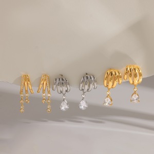 Boucles D'Oreilles Pendantes Élégantes Pour Femme, En Acier Inoxydable Doré, De Forme Géométrique. h5 Image3