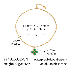 Colliers Pendentifs Pour Femmes En Acier Inoxydable, Forme Trèfle, Couleur Or, Pierre Naturelle Et Perle Artificielle h5 