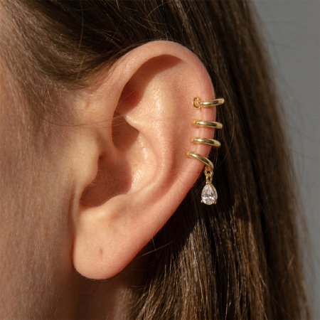 Boucles d'oreilles manchette pour femme, collection luxueuse, style rétro, lignes irrégulières, acier inoxydable, couleur or, zircon, étanches 2