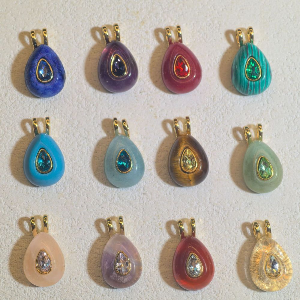 Pendentifs Pour Femmes En Zircon Naturel Couleur Or Avec Pierre De Naissance En Forme De Goutte h5Image4