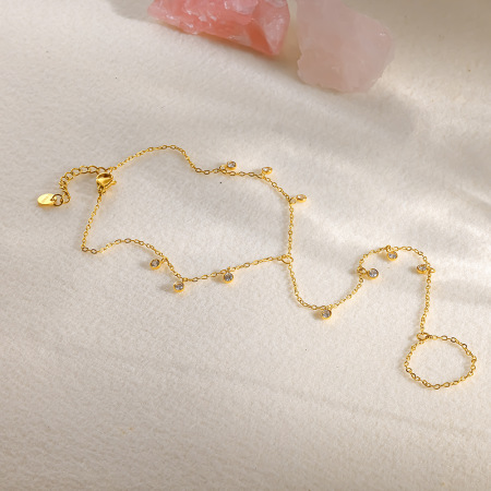 Bracelet de cheville romantique Daily Chain en acier inoxydable étanche, forme géométrique, couleur or, zircon 2