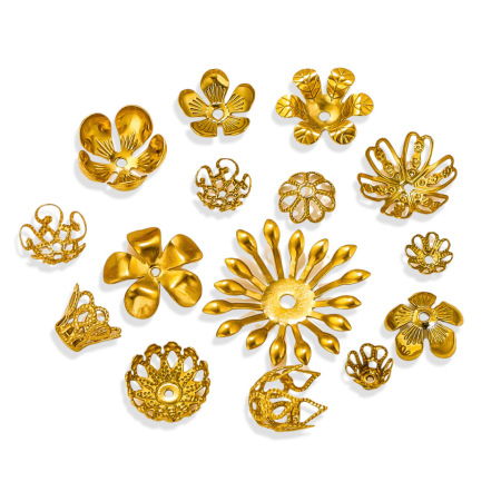 Apprêts à bijoux en acier inoxydable imperméables couleur or en forme de fleur 2