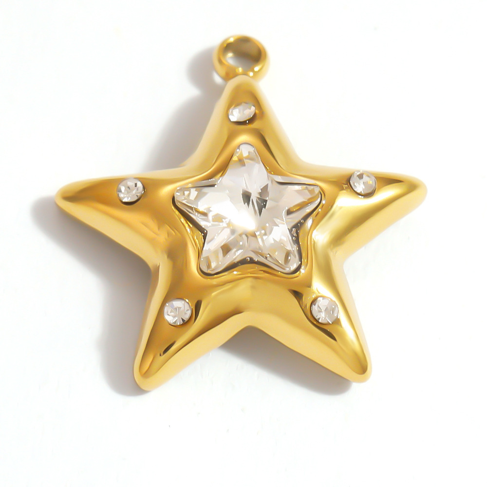 Pendentifs Pour Femmes, Collection Simple Series Diy, Forme Irrégulière, Cœur, Fruit, Coquille De Cerise, Acier Inoxydable Étanche, Couleur Or Image3
