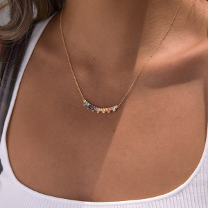 Colliers À Maillons Pour Femmes, En Acier Inoxydable, Couleur Or, Zircon, Forme Géométrique Simple Et Luxueuse h5 Image4