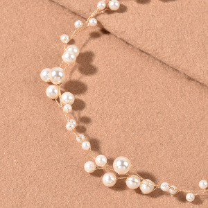 Bandeaux À Cheveux En Perles Artificielles, Couleur Unie Élégante Et Simple h5 Image4