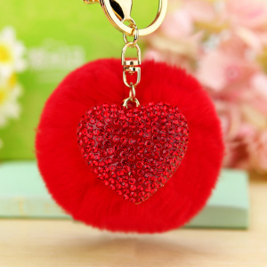 Porte-Clés Romantique Daily Heart En Imitation Fourrure Et Strass, Couleur Unie, Collection Daily Heart. h5 