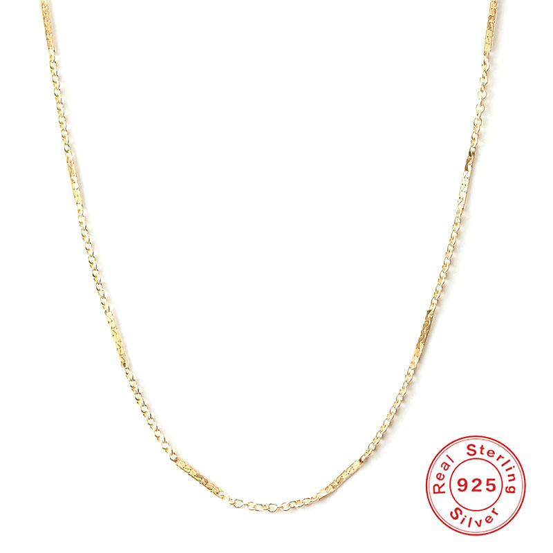Colliers Pour Femmes En Argent Sterling 925 Couleur Or, Collection Simple Series Daily Chain