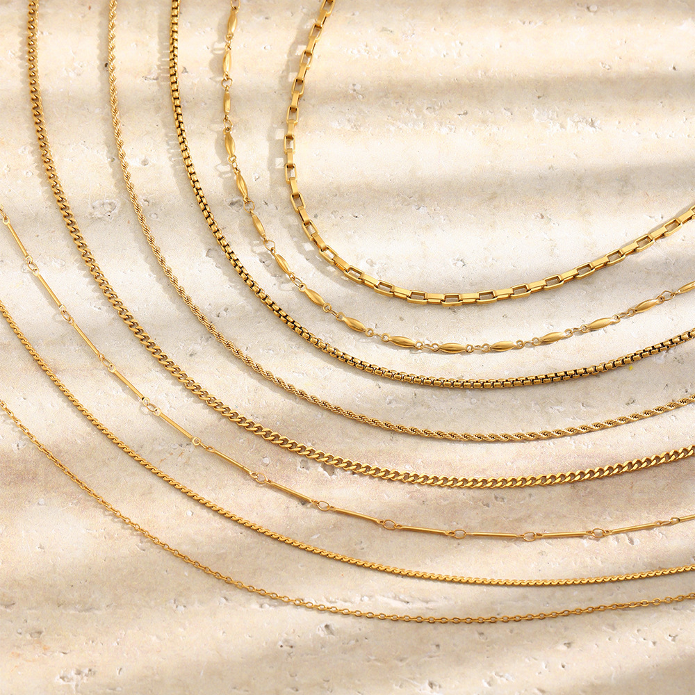Collier Chaîne Simple Series Daily Twist En Acier Inoxydable Étanche Couleur Or Pour Femme Image3