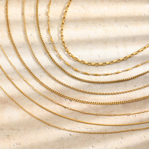 Collier Chaîne Simple Series Daily Twist En Acier Inoxydable Étanche Couleur Or Pour Femme h5 Image3