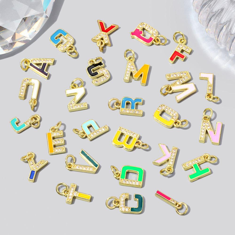 Pendentifs Pour Femmes, Collection Simple Series Diy, Lettres, Couleurs Mélangées, Cuivre Et Or h5Image3