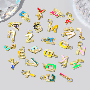 Pendentifs Pour Femmes, Collection Simple Series Diy, Lettres, Couleurs Mélangées, Cuivre Et Or h5 Image3