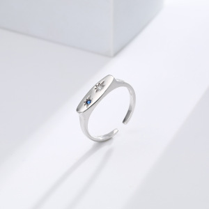 Bagues Pour Femmes En Argent Sterling 925, Forme Irrégulière Et Élégante, Plaquées Rhodium, Serties De Zircon Et Ornées D'Étoiles. Collection Luxueuse. h5 Image3