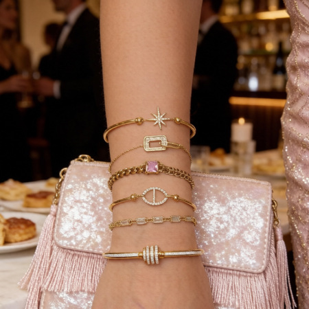 Bracelets à breloques pour femmes en acier inoxydable étanche, couleur or, ornés de strass