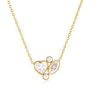 Ensembles De Colliers Pour Femmes De La Série Luxueuse Daily, En Acier Inoxydable Imperméable, Couleur Or, Forme Irrégulière, Cœur, Zircon. h5 Image5