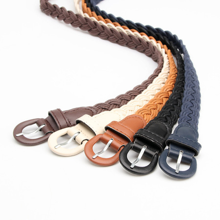Ceinture tissée en PU unie décontractée de la série Simple 2