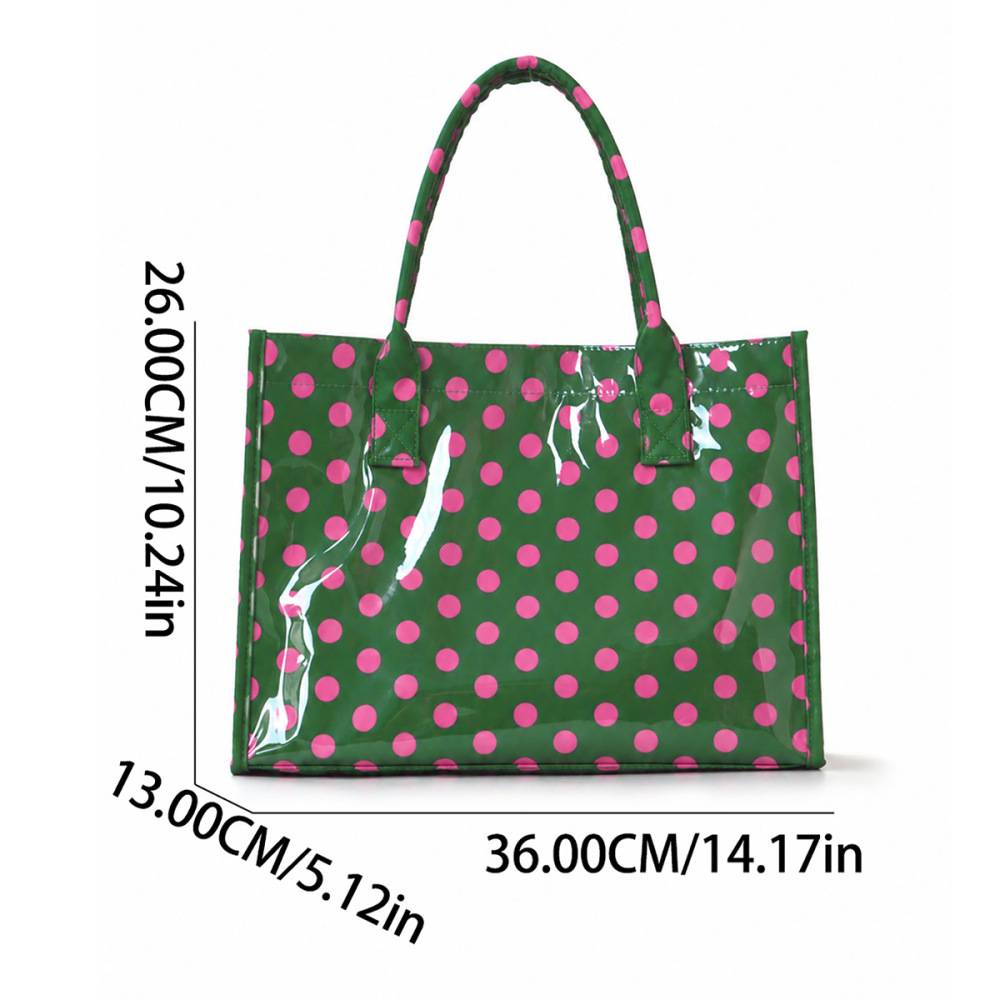 Sac Cabas Femme En Pvc Imprimé À Pois Unis, Style Décontracté h5Image5