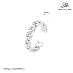 Bagues Pour Femmes En Argent Sterling 925, Plaquées Rhodium, Style Patchwork Quotidien Ajouré, Collection Simple Series h5