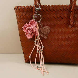 Breloques De Sac En Raphia Tissé, Couleur Unie, À Pompon, Style Décontracté, Motif Floral Simple h5 Image2