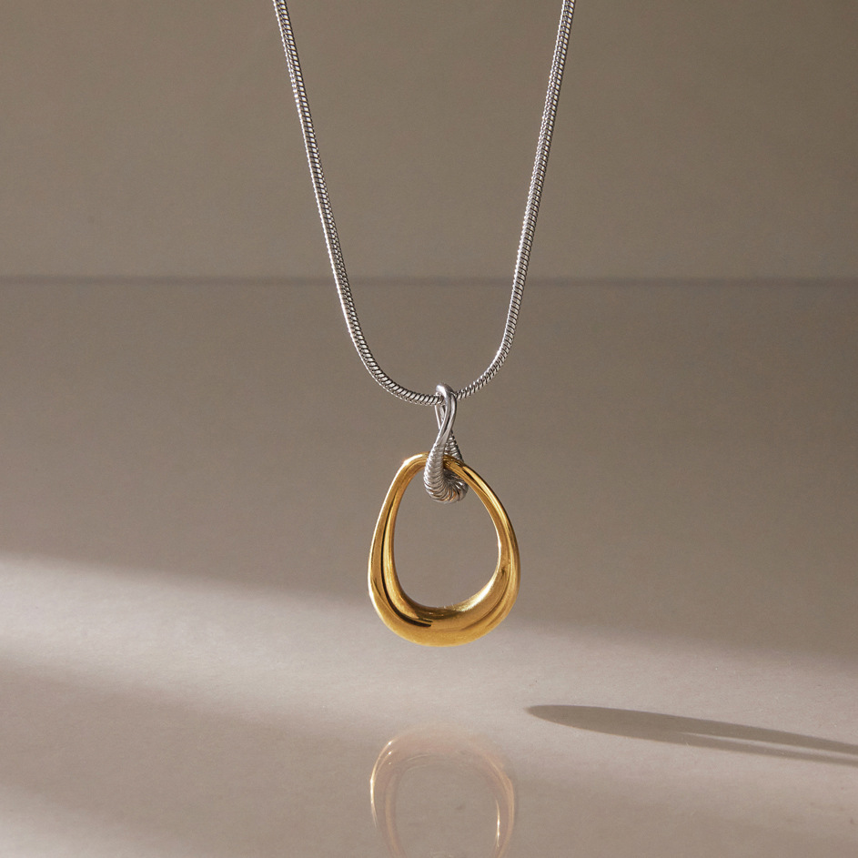 Colliers Pendentifs Pour Femmes En Acier Inoxydable Étanche, Forme Irrégulière Élégante Et Simple, Collection Simple Image3