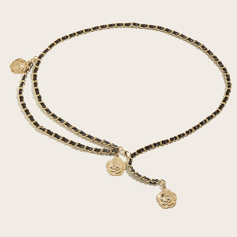Ceinture Décorative En Pu Élégante À Chaîne De Fleurs De La Série Simple 