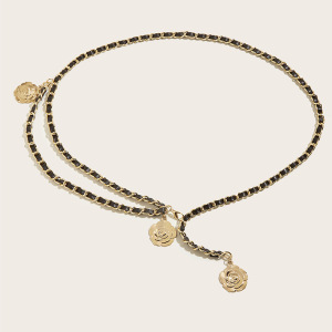 Ceinture Décorative En Pu Élégante À Chaîne De Fleurs De La Série Simple h5 