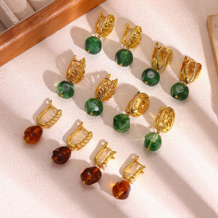 Boucles d'oreilles pendantes pour femmes, style rétro, forme irrégulière, couleur cuivre doré, collection Simple Series 2