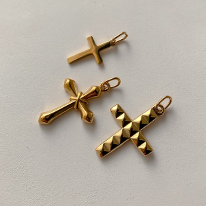 Pendentifs Pour Femmes En Forme De Cœur Et De Croix, En Acier Inoxydable Étanche, Couleur Or, Avec Perle Artificielle, Collection Classique À Faire Soi-Même h5 Image4