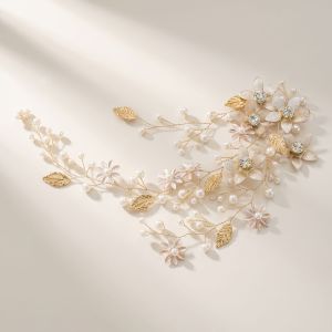 Bandeaux À Cheveux En Perles Artificielles Imitation Feuille, Élégants Et Unis, De La Série Luxueuse h5 