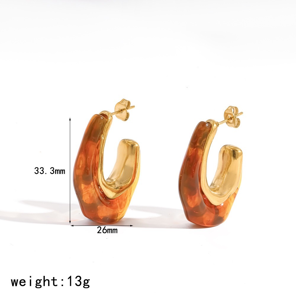 Boucles D'Oreilles Puces Pour Femmes, Style Rétro Géométrique, En Acier Inoxydable, Couleur Or, Étanches, Collection Classique