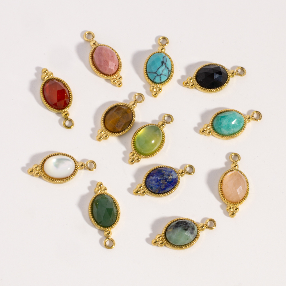 Pendentifs Pour Femmes, Collection Romantique, Forme Géométrique, À Faire Soi-Même, En Acier Inoxydable Étanche, Couleur Or, Pierre Naturelle h5Image4