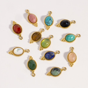 Pendentifs Pour Femmes, Collection Romantique, Forme Géométrique, À Faire Soi-Même, En Acier Inoxydable Étanche, Couleur Or, Pierre Naturelle h5 Image4