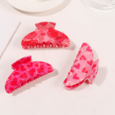 Pinces à cheveux en PVC couleur unie Sweet Heart de la série Romantic 2