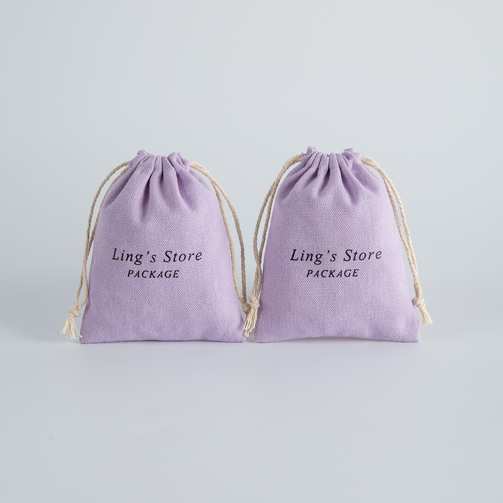 Sacs À Bijoux En Coton Et Lin De Couleur Unie Image2