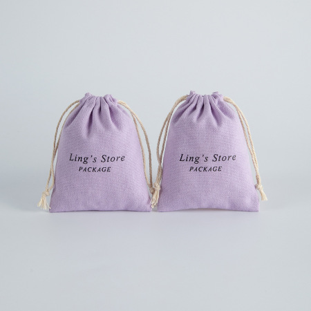 Sacs à bijoux en coton et lin de couleur unie 2