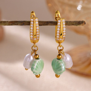 Boucles D'Oreilles Pendantes Pour Femme, Élégantes Et Irrégulières, En Forme De Croix, En Acier Inoxydable, Couleur Or, De La Collection Romantic. h5 
