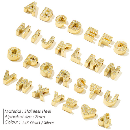 Pendentifs pour femmes en acier inoxydable doré, étanches, avec zircon et lettres, collection DIY de luxe 2