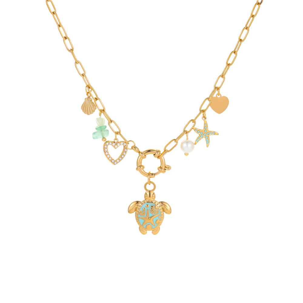 Ensembles De Bijoux Pour Femmes En Acier Inoxydable Étanches, Motif Poisson, Étoile De Mer Et Corail, Collection Romantique h5Image5