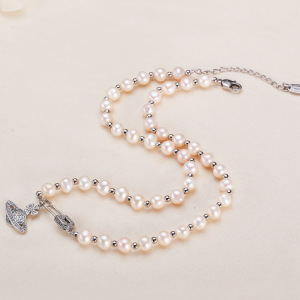 Collier De Perles Pour Femme, Collection Simple, Bijoux Haut De Gamme, Perles Élégantes De Forme Elliptique, Perles D'Eau Douce. h5 Image4