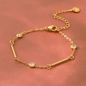 Bracelet Chaîne Pour Femme Simple Series Daily Chain En Acier Inoxydable Étanche Couleur Or Avec Zircon h5 Image4