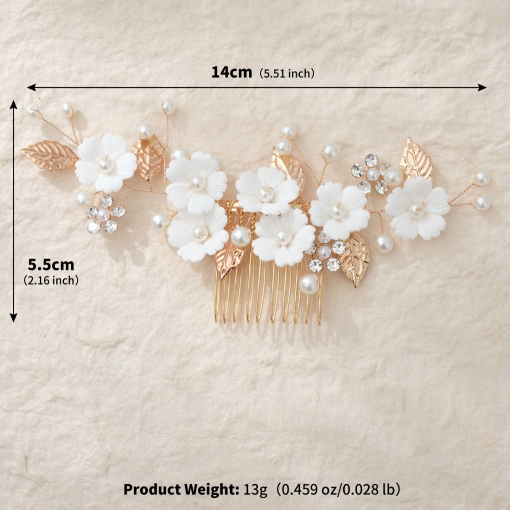 Collection Luxueuse De Coiffes De Mariée Élégantes En Résine, Ornées De Fleurs Et De Feuilles, Et De Perles Artificielles. 