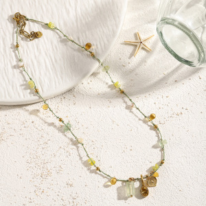 Colliers Tressés Pour Femmes, Collection Simple Series, Perles En Forme De Cœur Et Pierres Naturelles h5 Image2