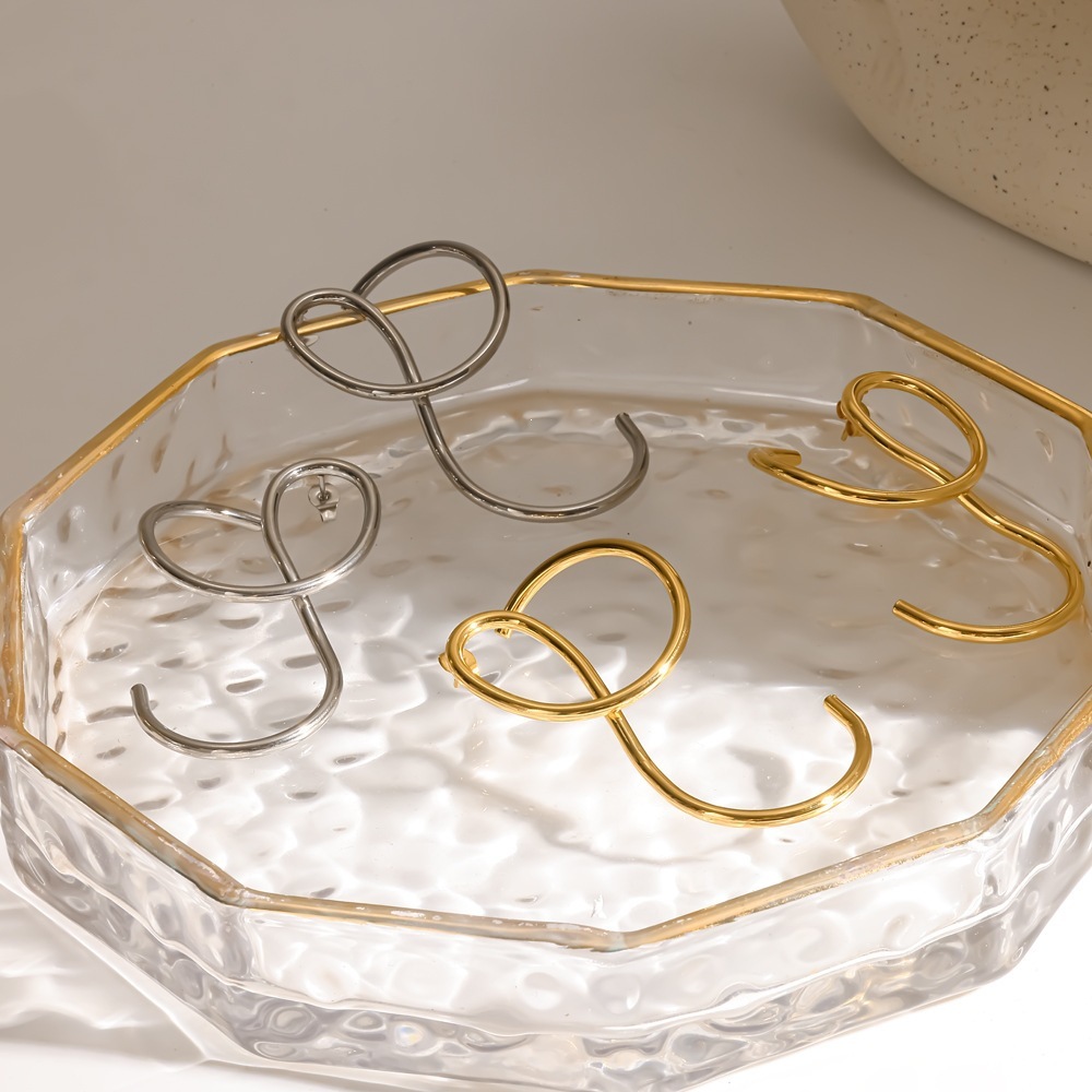 Boucles D'Oreilles Puces Pour Femmes, En Acier Inoxydable, Étanches, Couleur Or, Forme Linéaire Image3