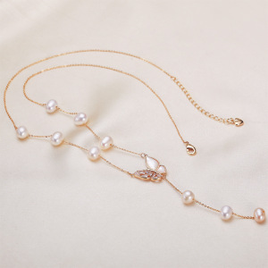 Collier De Perles Pour Femme, Collection Simple Series Elegant Beads, Perles Papillon D'Eau Douce, Plaqué Platine h5 Image3