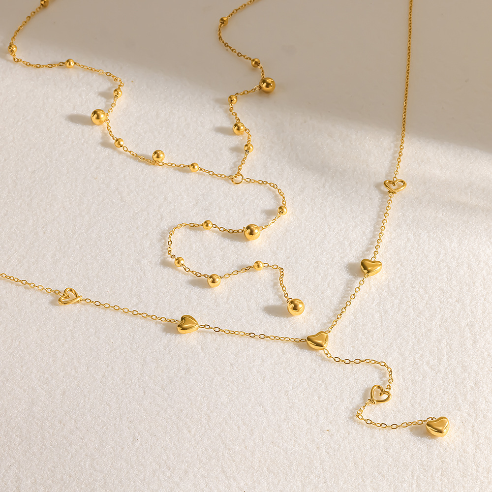 Colliers Pendentifs Romantiques Et Élégants En Forme De Cœur, Ajourés, En Acier Inoxydable Étanche, Couleur Or, Pour Femmes Image3