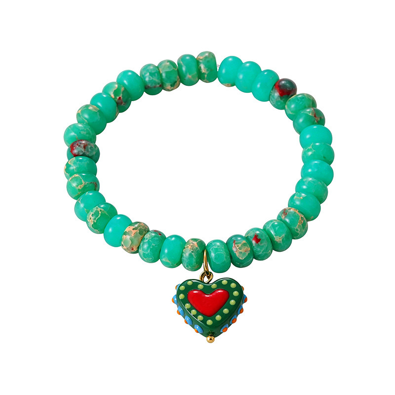 Bracelets À Breloques Pour Femmes, Collection Romantique, Avec Perles En Forme De Cœur Et Pierres Naturelles 