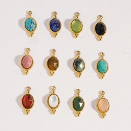 Pendentifs pour femmes, collection romantique, forme géométrique, à faire soi-même, en acier inoxydable étanche, couleur or, pierre naturelle
