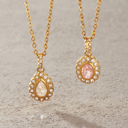 Colliers pendentifs pour femmes, collection Simple Series Retro Droplet, en acier inoxydable étanche, couleur or